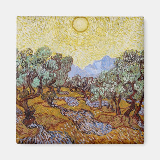 Vincent van Gogh - Olive Trees, Yellow Sky en Sun Magneet (Voorkant)