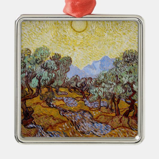 Vincent van Gogh - Olive Trees, Yellow Sky en Sun Metalen Ornament (Voorkant)