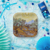 Vincent van Gogh - Olive Trees, Yellow Sky en Sun Papieren Bordje (Feest)