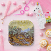 Vincent van Gogh - Olive Trees, Yellow Sky en Sun Papieren Bordje (Feest)