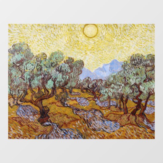 Vincent van Gogh - Olive Trees, Yellow Sky en Sun Raamsticker (Vel)