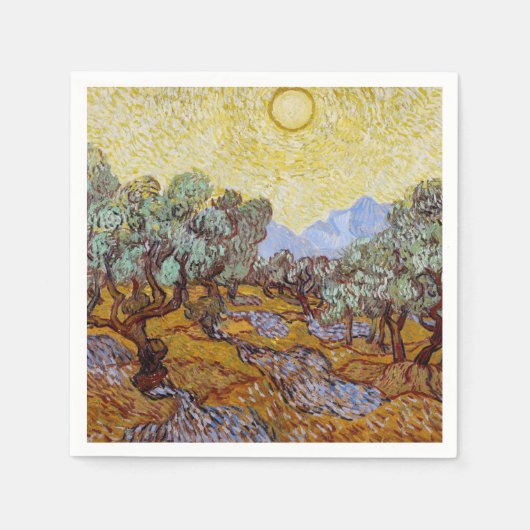 Vincent van Gogh - Olive Trees, Yellow Sky en Sun Servet (Voorkant)