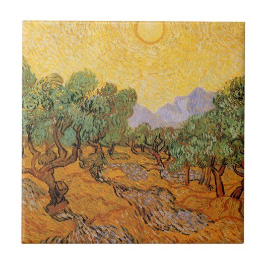 Vincent van Gogh - Olive Trees, Yellow Sky en Sun Tegeltje (Voorkant)