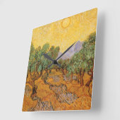 Vincent van Gogh - Olive Trees, Yellow Sky en Sun Vierkante Klok (Hoek)