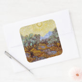 Vincent van Gogh - Olive Trees, Yellow Sky en Sun Vierkante Sticker (Envelop)