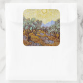 Vincent van Gogh - Olive Trees, Yellow Sky en Sun Vierkante Sticker (Tas)