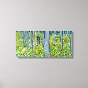 Vincent van Gogh - Ondergroei met twee figuren Canvas Afdruk