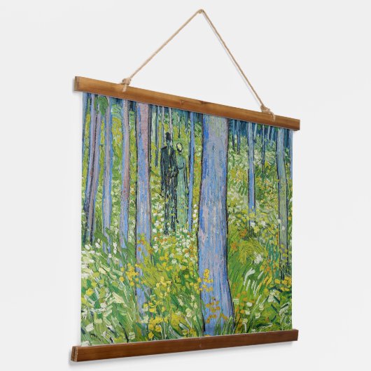 Vincent van Gogh - Ondergroei met twee figuren Hangend Wandkleed (Gebogen)