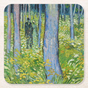 Vincent van Gogh - Ondergroei met twee figuren Kartonnen Onderzetters