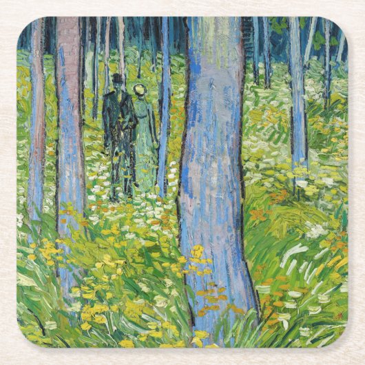Vincent van Gogh - Ondergroei met twee figuren Kartonnen Onderzetters (Voorkant)