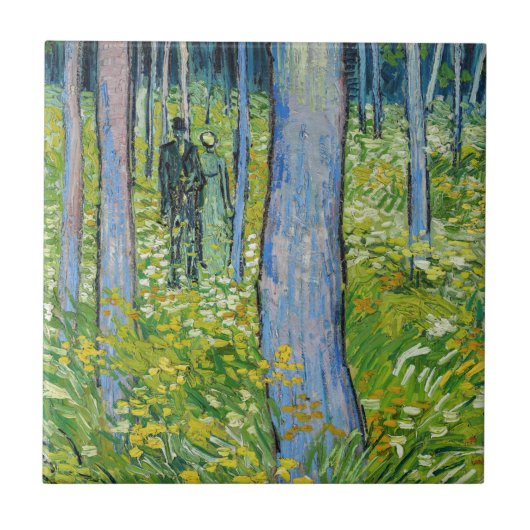 Vincent van Gogh - Ondergroei met twee figuren Tegeltje (Voorkant)