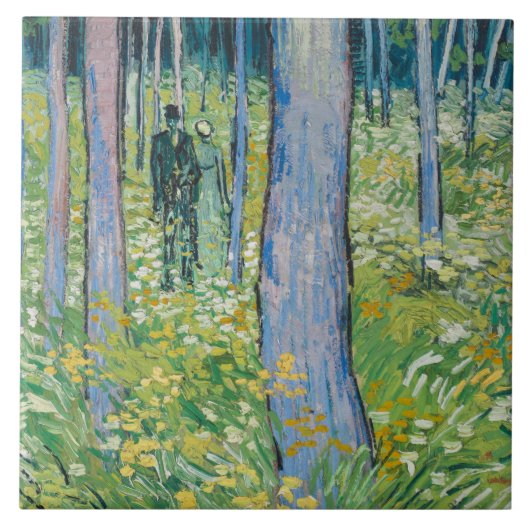Vincent van Gogh - Ondergroei met twee figuren Tegeltje (Voorkant)