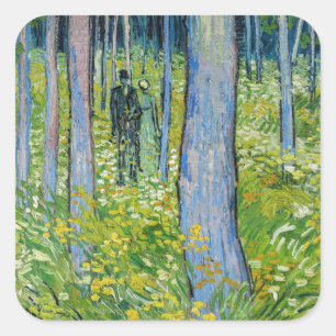 Vincent van Gogh - Ondergroei met twee figuren Vierkante Sticker