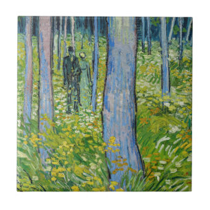 Vincent van Gogh - Ondergroei met Twee Personen Tegeltje
