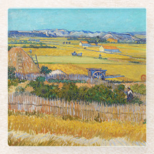 Vincent van Gogh - Oogst bij La Crau Glazen Onderzetter