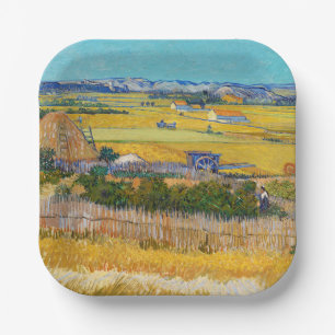 Vincent van Gogh - Oogst bij La Crau Papieren Bordje