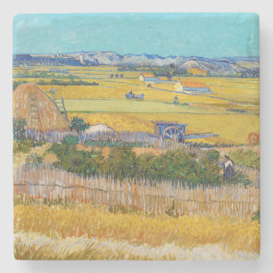 Vincent van Gogh - Oogst bij La Crau Stenen Onderzetter
