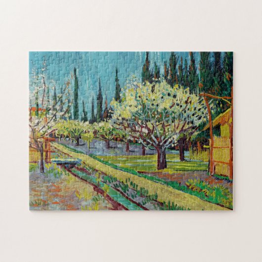 Vincent van Gogh Orchard, besteld door Cypresses Legpuzzel (Horizontaal)