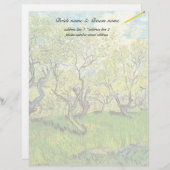 Vincent van Gogh, Orchard in Blossom Briefhoofd Ontwerp (Voorkant / Achterkant)