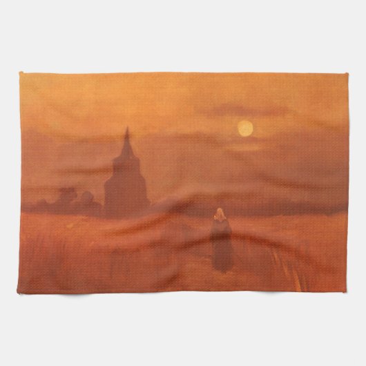 Vincent van Gogh - Oude toren op de velden Theedoek (Horizontaal)