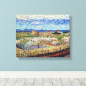 Vincent Van Gogh - Peach Trees in Blossom Fine Art Canvas Afdruk (Insitu (Houten vloer))
