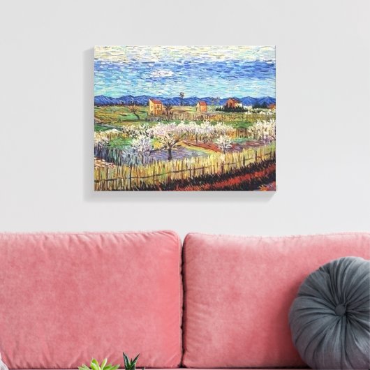 Vincent Van Gogh - Peach Trees in Blossom Fine Art Canvas Afdruk (Insitu (Woonkamer))