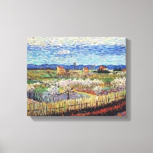 Vincent Van Gogh - Peach Trees in Blossom Fine Art Canvas Afdruk (Voorkant)