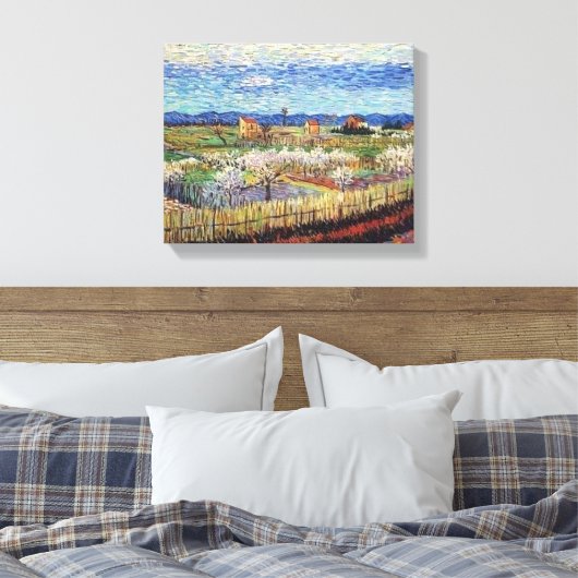 Vincent Van Gogh - Peach Trees in Blossom Fine Art Canvas Afdruk (Insitu (Slaapkamer))