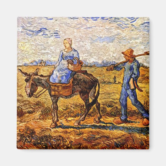 Vincent van Gogh - Peasant Couple gaat werken Magneet (Voorkant)