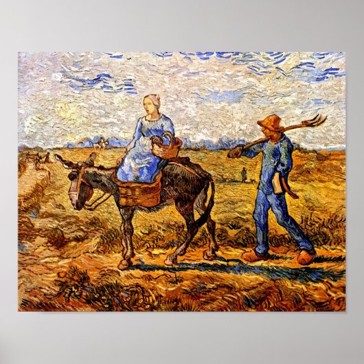 Vincent van Gogh - Peasant Couple gaat werken Poster (Voorkant)