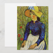 Vincent van Gogh - Peasant Girl in Pet met stro Bedankkaart (Voorkant / Achterkant)