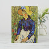Vincent van Gogh - Peasant Girl in Pet met stro Kaart (Staand voorkant)
