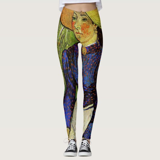 Vincent van Gogh - Peasant Girl in Pet met stro Leggings (Voorkant)