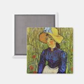 Vincent van Gogh - Peasant Girl in Pet met stro Magneet (Voorkant / Achterkant)