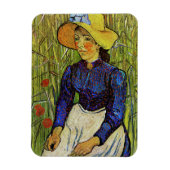 Vincent van Gogh - Peasant Girl in Pet met stro Magneet (Verticaal)