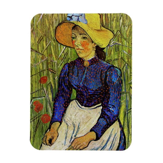 Vincent van Gogh - Peasant Girl in Pet met stro Magneet (Verticaal)