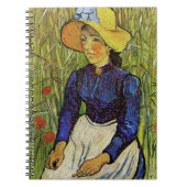 Vincent van Gogh - Peasant Girl in Pet met stro Notitieboek (Voorkant)