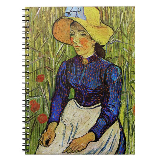 Vincent van Gogh - Peasant Girl in Pet met stro Notitieboek (Voorkant)