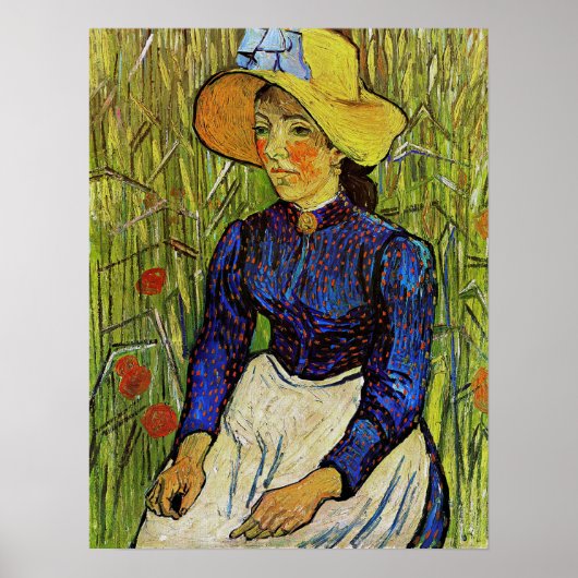 Vincent van Gogh - Peasant Girl in Pet met stro Poster (Voorkant)