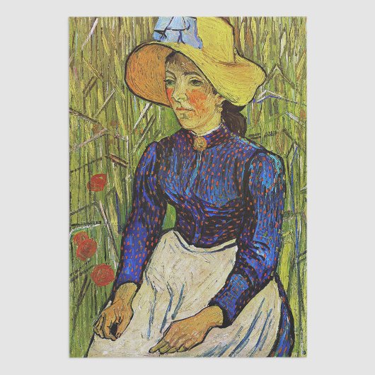 Vincent van Gogh - Peasant Girl in Pet met stro Tissuepapier