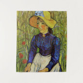 Vincent van Gogh - Peasant Girl in Pet met stro Wandkleed (Voorkant)