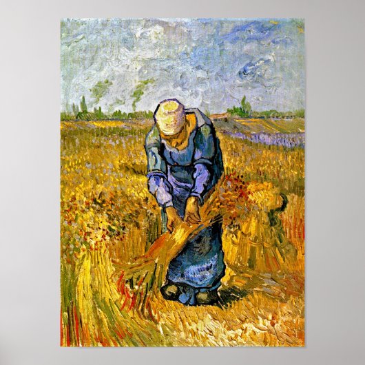 Vincent Van Gogh - Peasant Woman Binding Sheaves Poster (Voorkant)