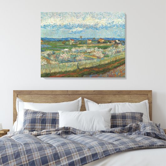 Vincent Van Gogh Perzikbomen in Blossom Canvas Afdruk (Insitu (Slaapkamer))