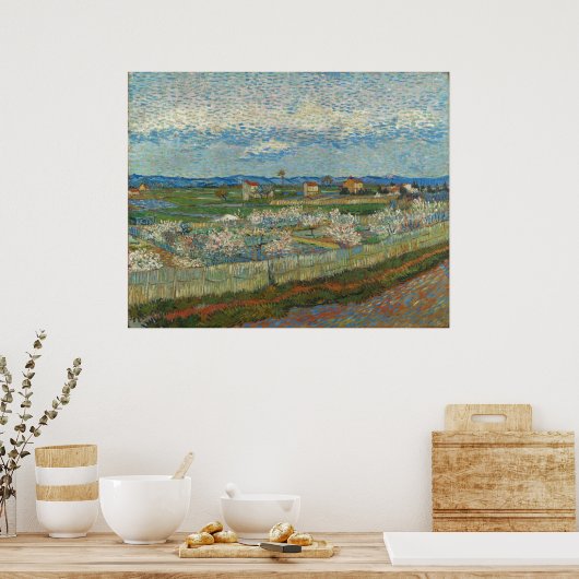 Vincent Van Gogh  Perzikbomen in Blossom Poster (Keuken)