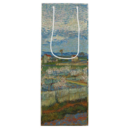 Vincent Van Gogh  Perzikbomen in Blossom Wijn Cadeautas (Voorkant)