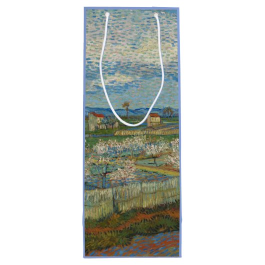 Vincent Van Gogh  Perzikbomen in Blossom Wijn Cadeautas (Achterkant)