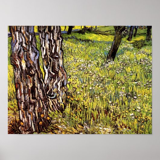Vincent Van Gogh - Pine Trees en Dandelions Poster (Voorkant)