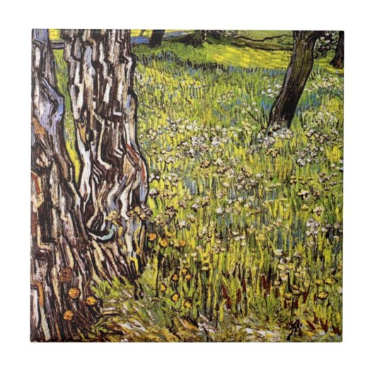 Vincent Van Gogh - Pine Trees en Dandelions Tegeltje (Voorkant)