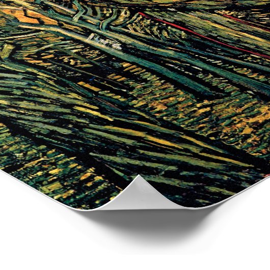 Vincent van Gogh - Pine Trees tegen een Rode Hemel Poster (Hoek)