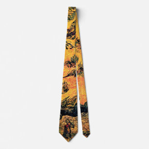 Vincent van Gogh - Pine Trees tegen een Rode Hemel Stropdas